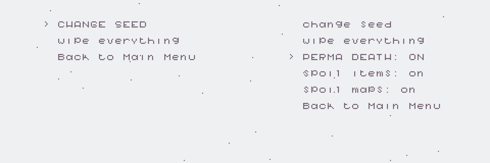 Settings menu differences